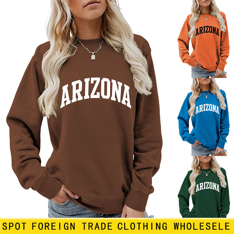 European and American Independent Station Autumn and Winter New eBay Amazon Casual Loose Arizona plus size Women's Crewneck Sweat