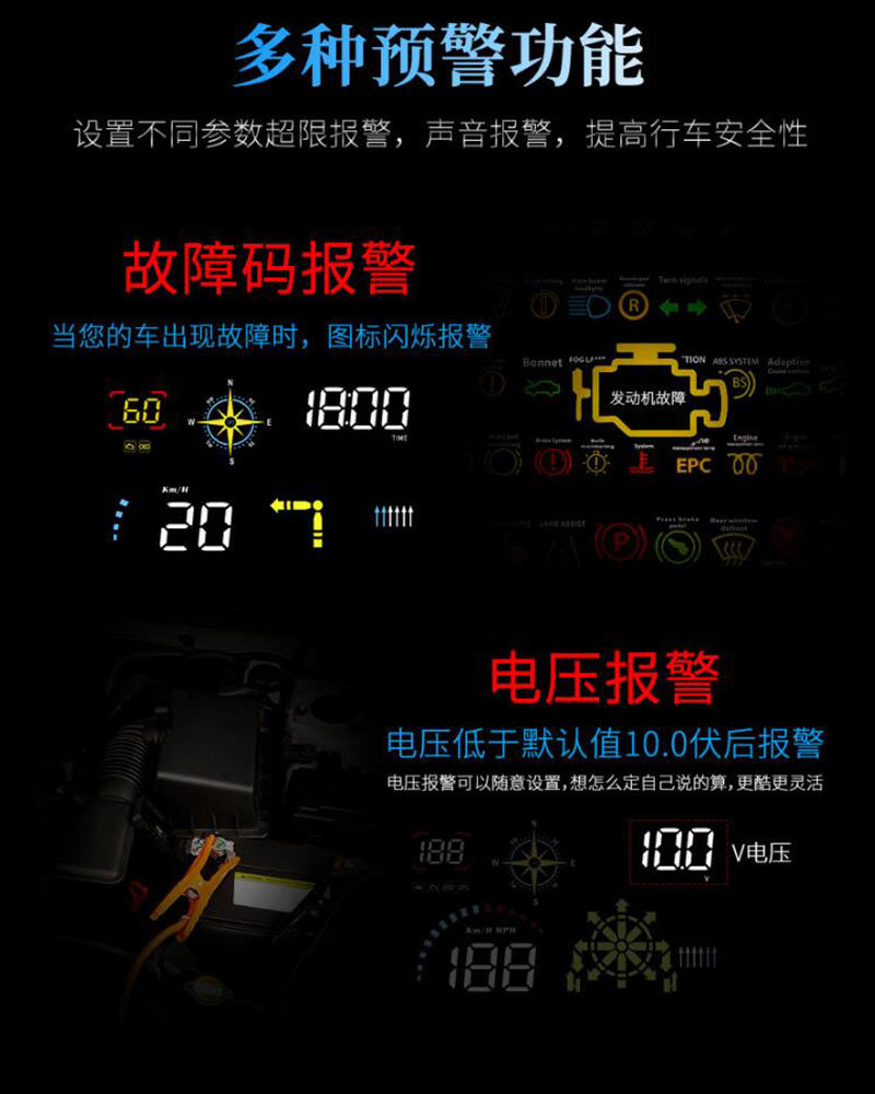 Navigation Version Usb-Powered Car Hud Head-Up Display Universal High-Definition Portable Speed Projector Q10