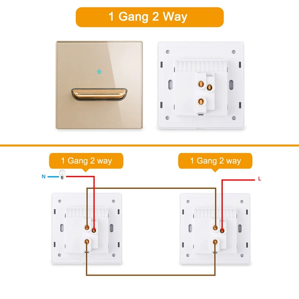 Glass Gold One Open Double 1 Gang 2 Way