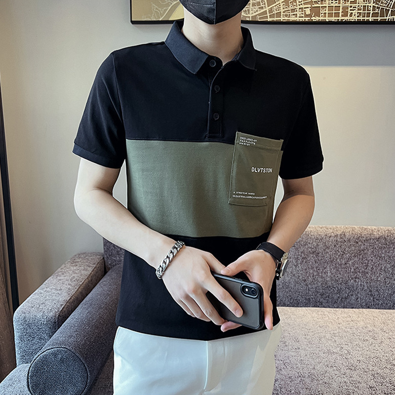 メンズ半袖 Tシャツ 2025 新しい夏のアイスシルクハイエンドハンサムな夏服メンズポロシャツトップ|undefined