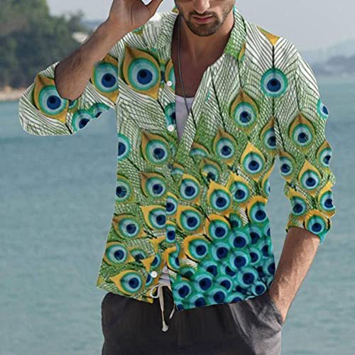 2023 Europea y América primavera nuevos hombres 3D impreso personalizado de solapa casual Camisa de manga larga de los hombres más tamaño camisa de los hombres