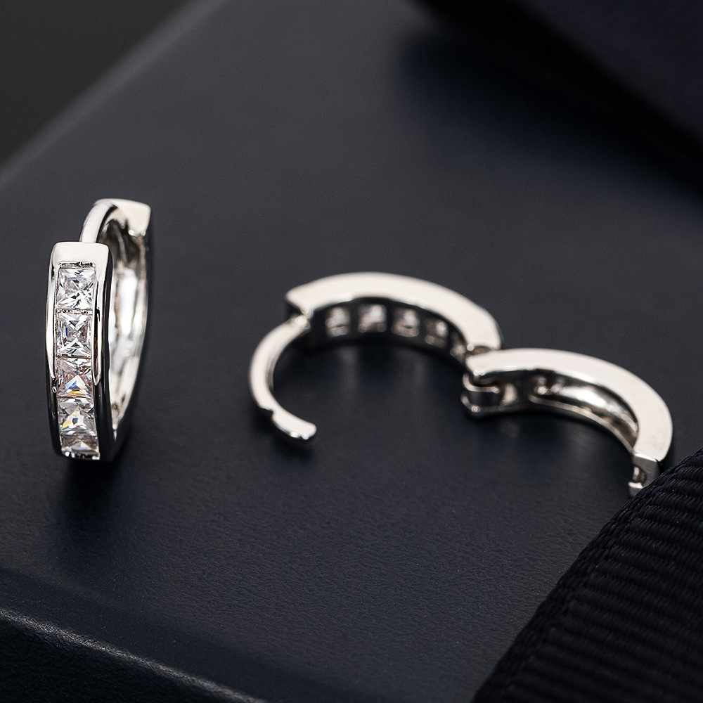 Holiday, Daily Occasion 1 Pair Casual Elegant Geometric Copper Zircon Hoop Earrings