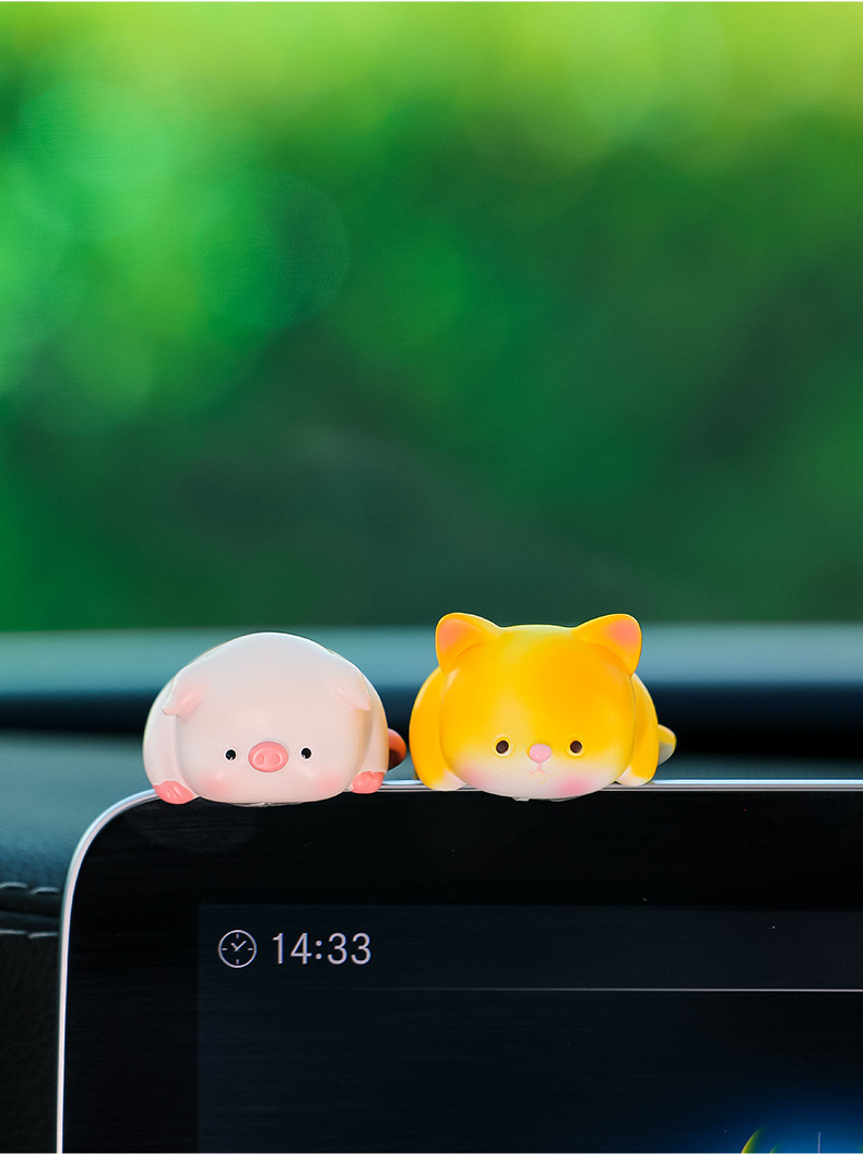 New Cute Car Ornaments Car Center Console Computer Display Decoration Cartoon Lying Doll Cartoon Animal