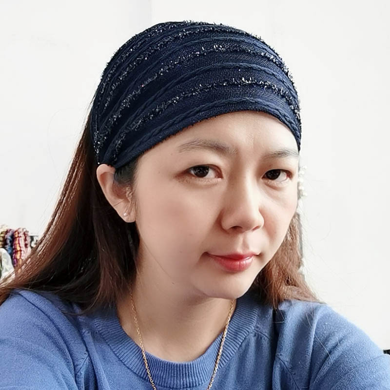 Corea del Sur rayas diadema de ala ancha de moda brillante diadema pelo blanco cubriendo headwear elegante tela diadema cubierta del pelo para las mujeres