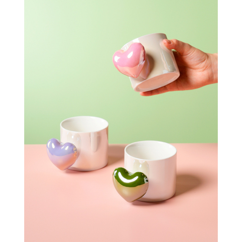 Pearl Light Dream Love Ceramic Maker Taza de agua creativa Taza de regalo de publicidad comercial en línea