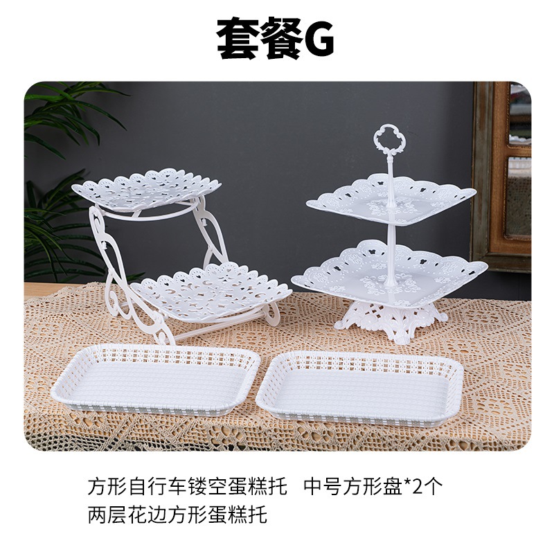 Decoración de postres de cumpleaños estante de exhibición de boda europea estante de frutas estante de pastel de plástico bandeja de bocadillos