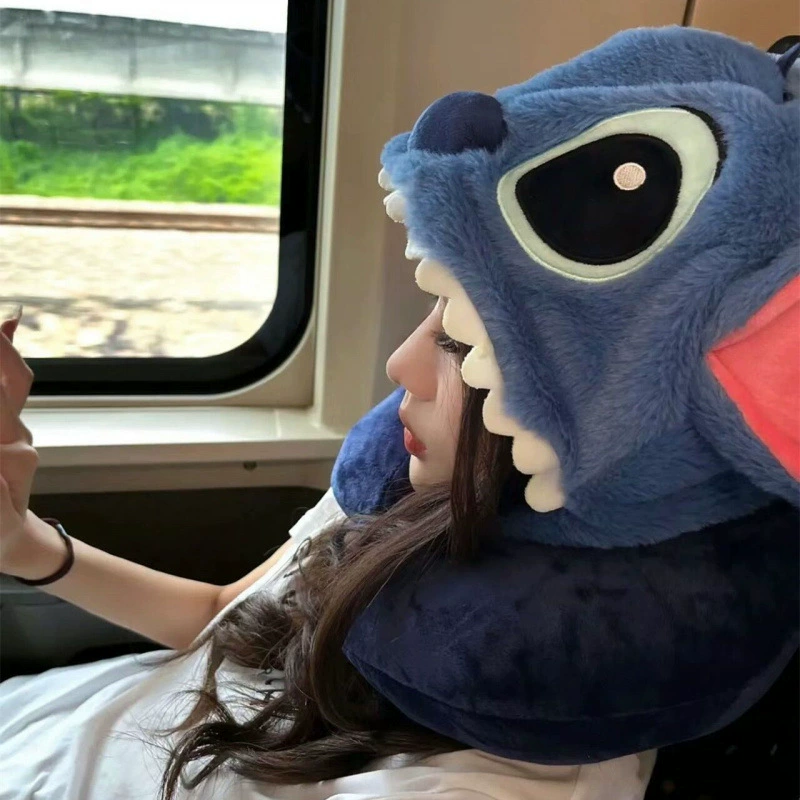 Подушка-шапка для путешествий на обеденный перерыв, U-образная, с мультяшным принтом самолета, защитная подушка для сна, милый капюшон для сна, подушка для шеи с капюшоном.