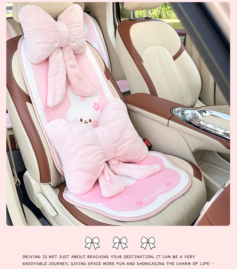 Cartoon bunny plush car seat cushion autumn and winter car warm and comfortable non-slip cushion cute car seat cover