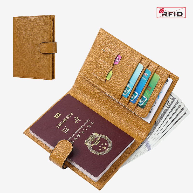 Nuevo bolso de pasaporte RFID textura de cuero billetera multifuncional clip de boleto pasaporte certificado billetera bolso de almacenamiento hombres y mujeres