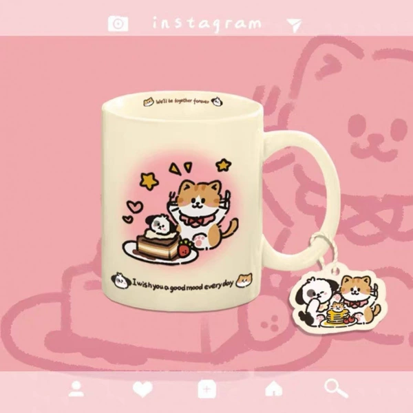 Gradient pink-colored little orange cat