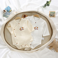 I Love Mom and Dad Newborn Four Seasons Buttoned Pajamas for Boys and Girls Long Sleeve Pure Cotton Triangle Climbing
