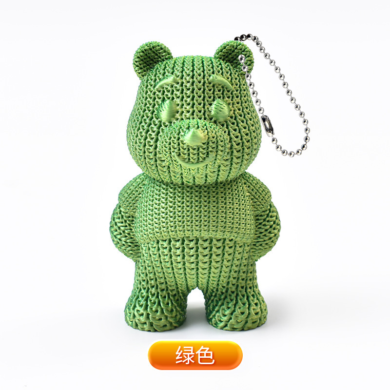 Llavero con Colgante de Osito de Peluche Tejido, Impreso en 3D, Recuerdo, Juguete Impreso en 3D, para Llaves de Coche, Éxito de Ventas Transfronterizo