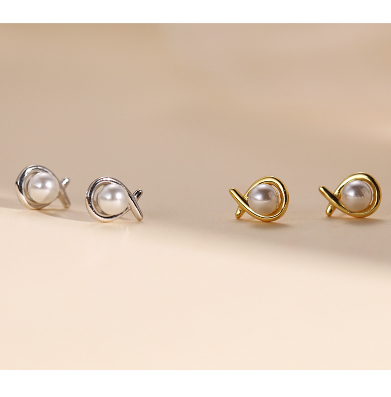 Sunburst Geometric Pearl Stud Earrings Minimalist Elegant Jewelry_voghion.com
