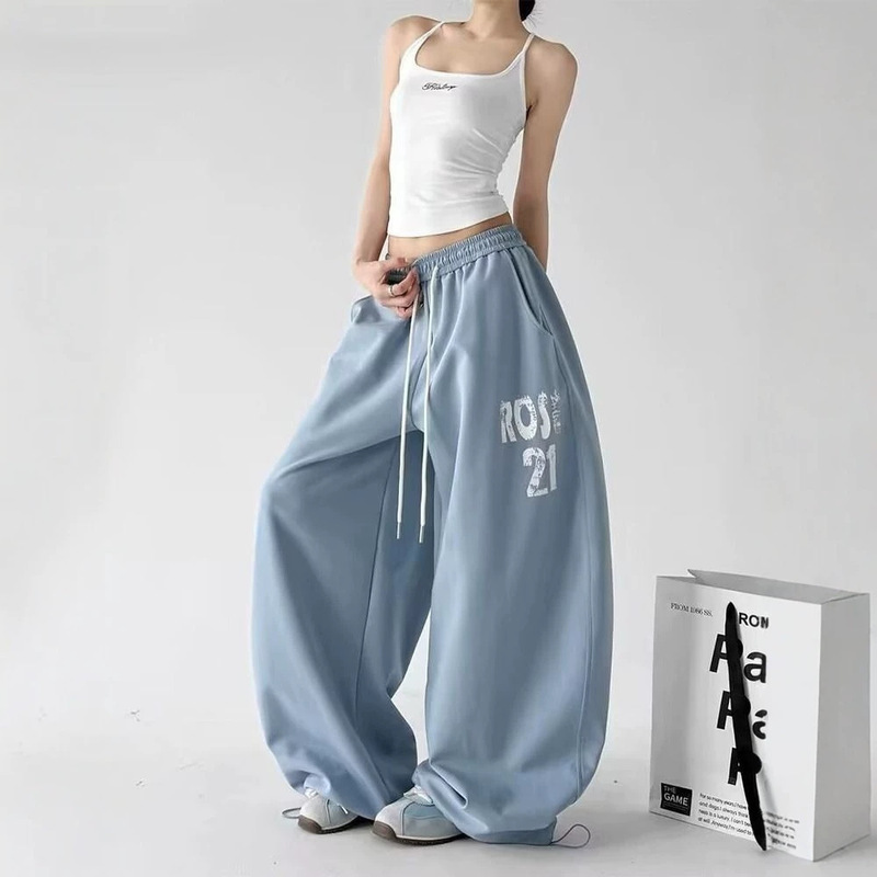 Super stylish printed wide-leg sweatpants for women, 2026 summer new style, loose fit, suitable for dancing and sports, slimming and versatile casual pants