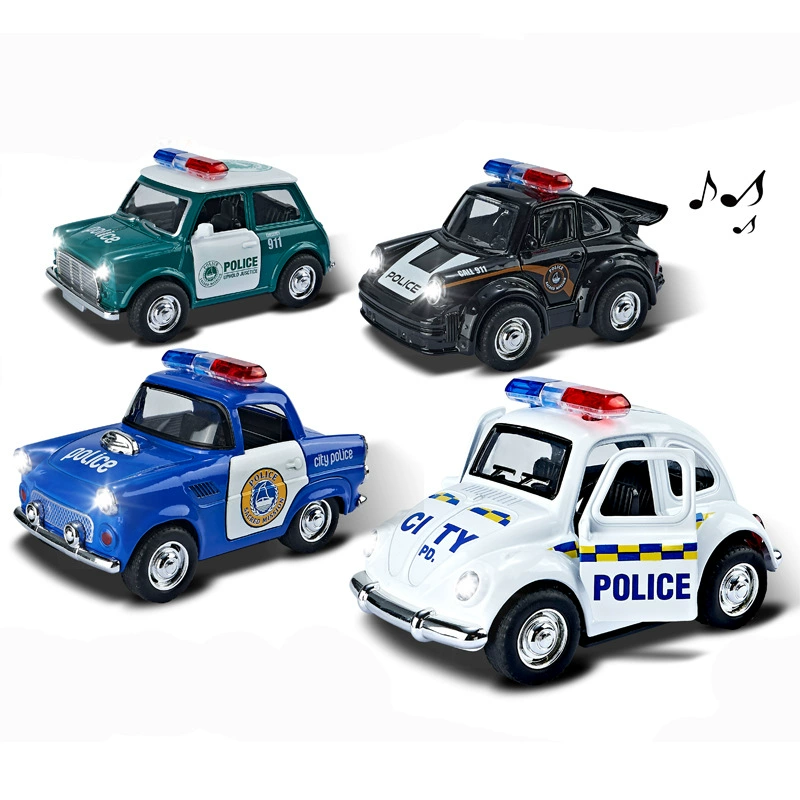 Креативный сплав, отражая звук и свет MINI полицейская машина Q версия полицейской патрульной машины Beatles Light Music Детская игрушка