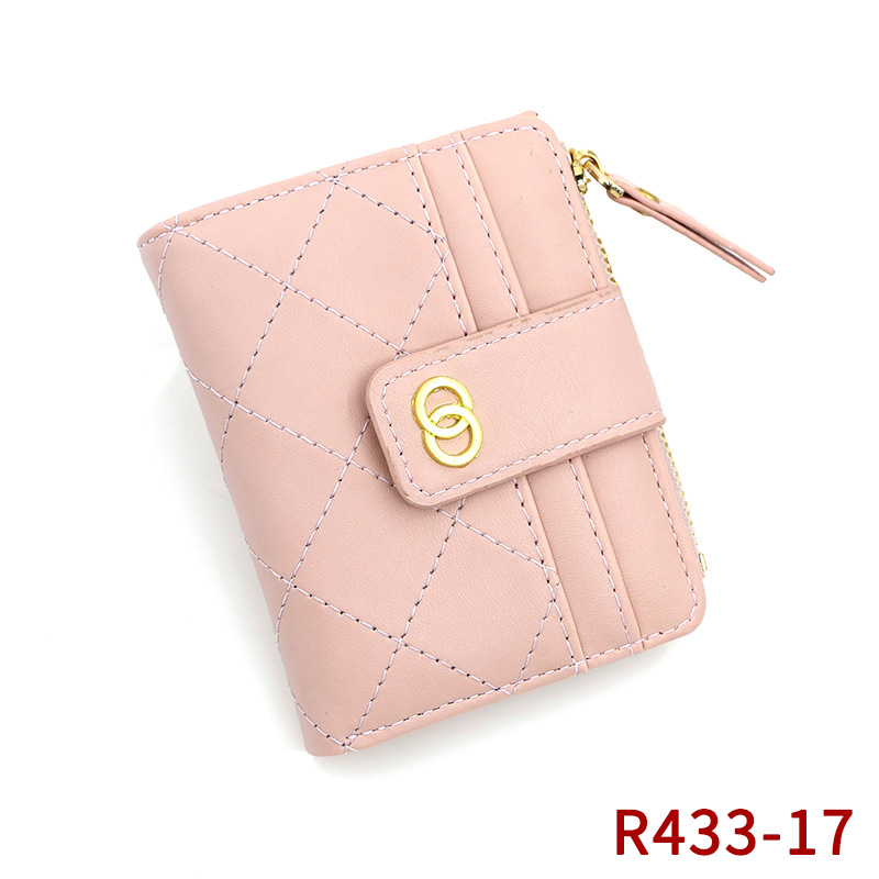 Versión coreana de la hebilla de la billetera de las señoras del rombo de la moda corta, el monedero delgado de varias tarjetas, el bolso de identificación, la billetera al por mayor
