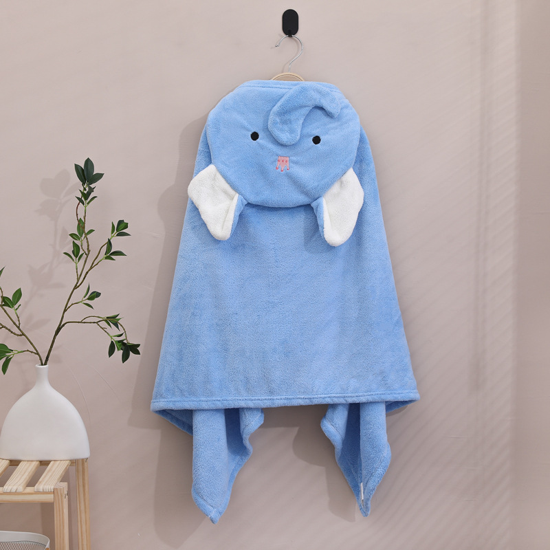 Coral fleece bebé usable Toalla de baño con capucha de dibujos animados capa de los niños Albornoz suave absorbente edredón infantil Toalla de baño