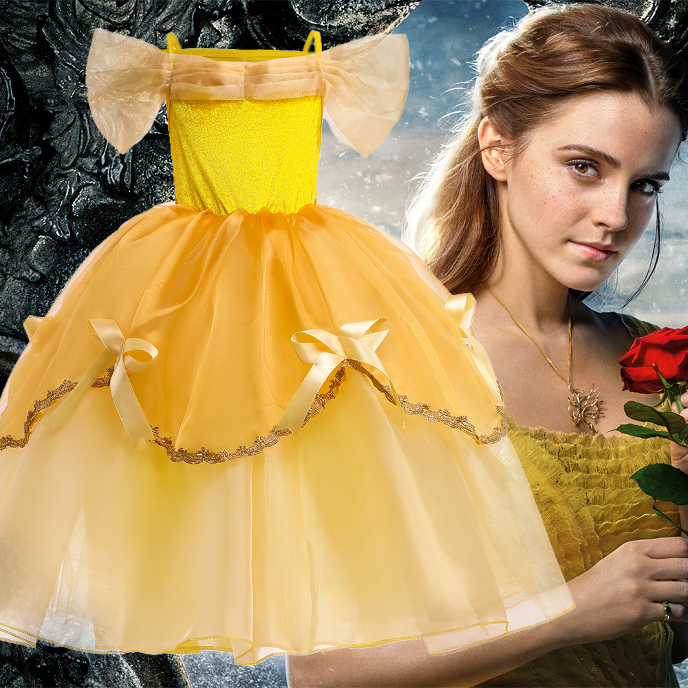 Princesa Beier belleza y bestia de los niños vestido Navidad pettiskirt princesa Bell traje comercio exterior