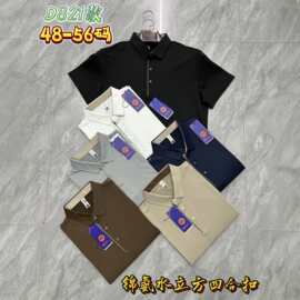 【外贸订单】  男士夏季Polo衫翻领短袖锦氨水立方四合扣休闲商务