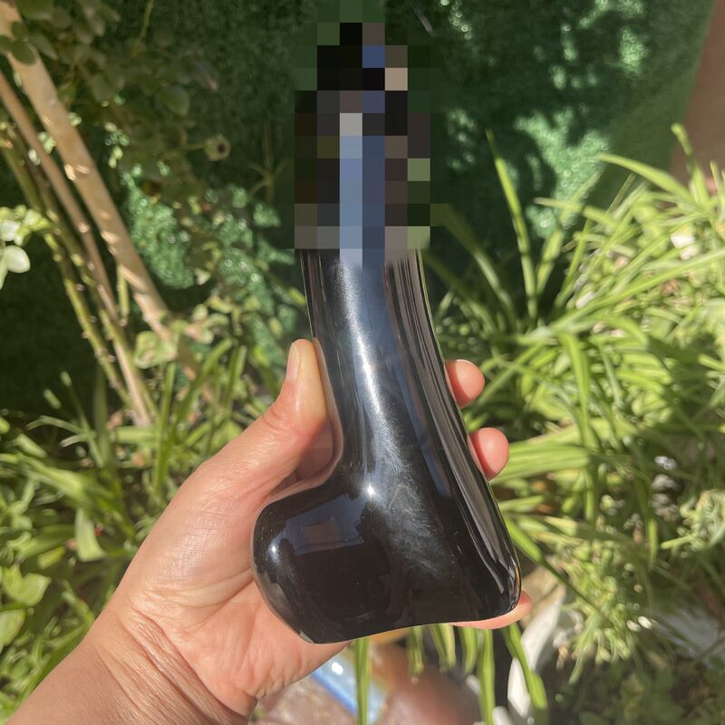 天然水晶黑曜石水晶按摩棒摆件 图 6