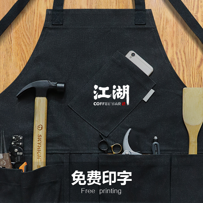 Transfronterizo Amazon engrosado lona delantal jardinería electricista carpintería ropa de trabajo hogar cocina delantal logo personalizado