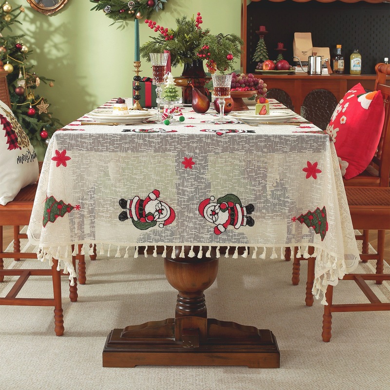 国境を越えたアメリカとヨーロッパのクリスマステーブルクロスパーティーイベント刺繍テーブルクロス装飾布コーヒーテーブルクロス完成品在庫あり|undefined