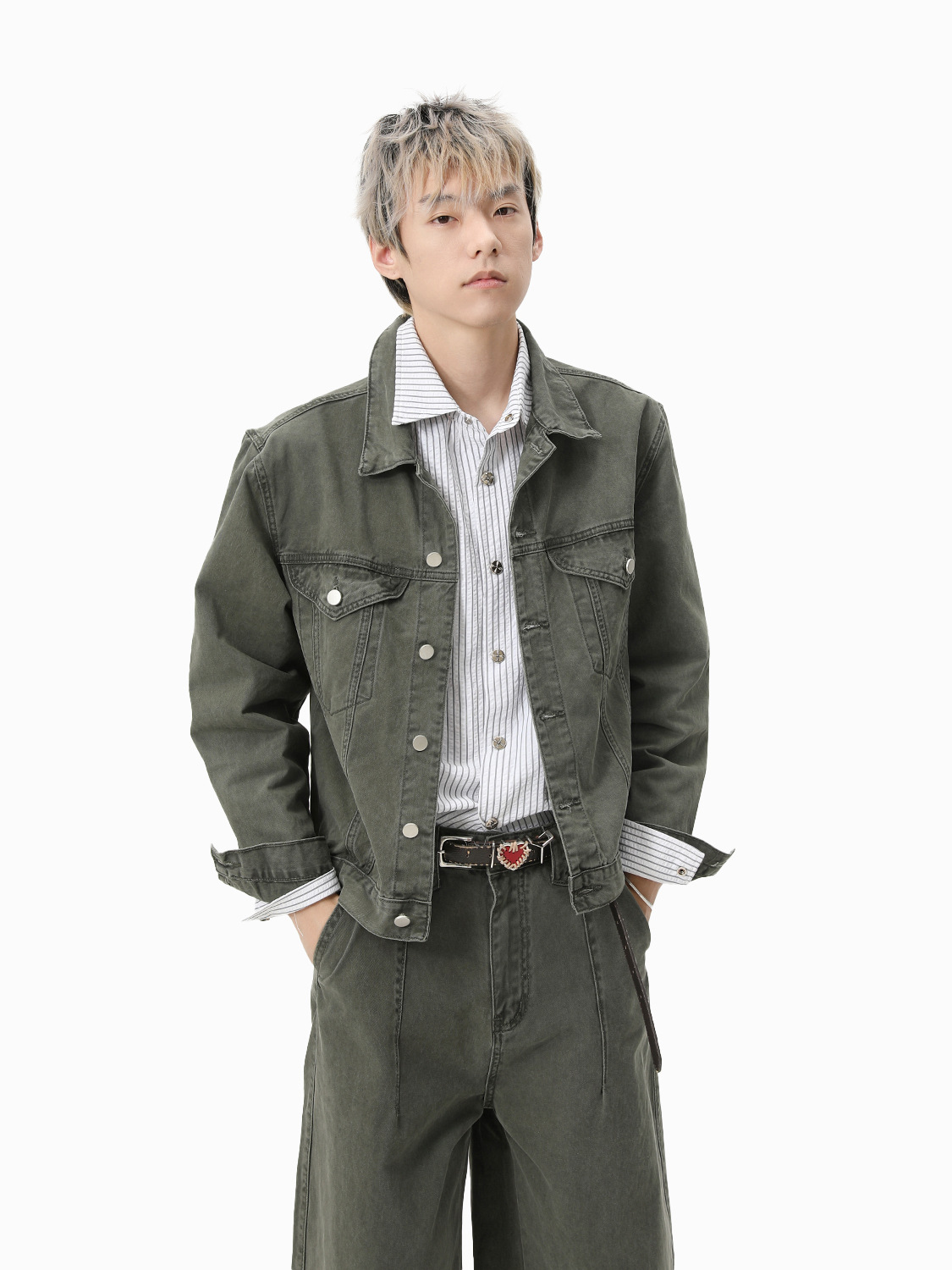 MTLCLOTHES Hombres| Algodón retro americano chaqueta corta pantalones de cimetaje de trabajo jeans casuales