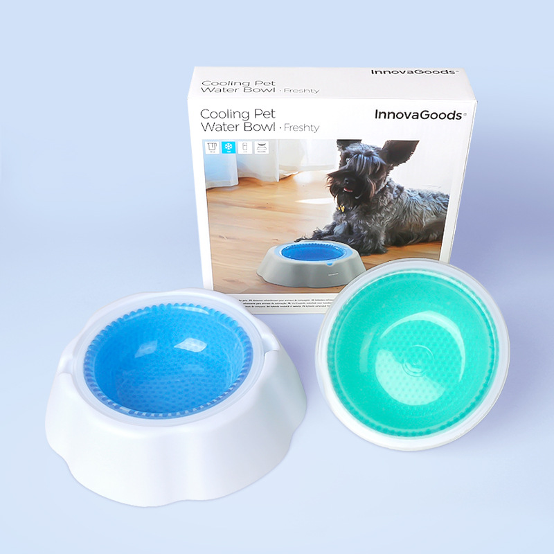 Amazon verano caliente perro congelado tazón de refrigeración verano Pet Bowl gel perlas fresco gato tazón de fuente de comida perro cuenca comercio exterior