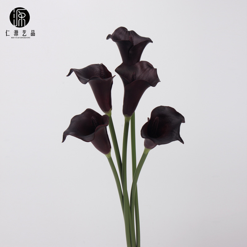 Factory direct artificial flower PU crescent calla feel fake flower design floral flower arrangement decoration single matching material