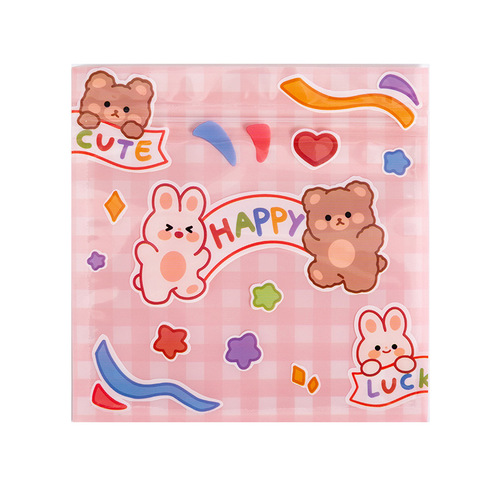 Korean cute snack ziplock bag girl heart bear biscuit candy small storage packaging bag candy bag
