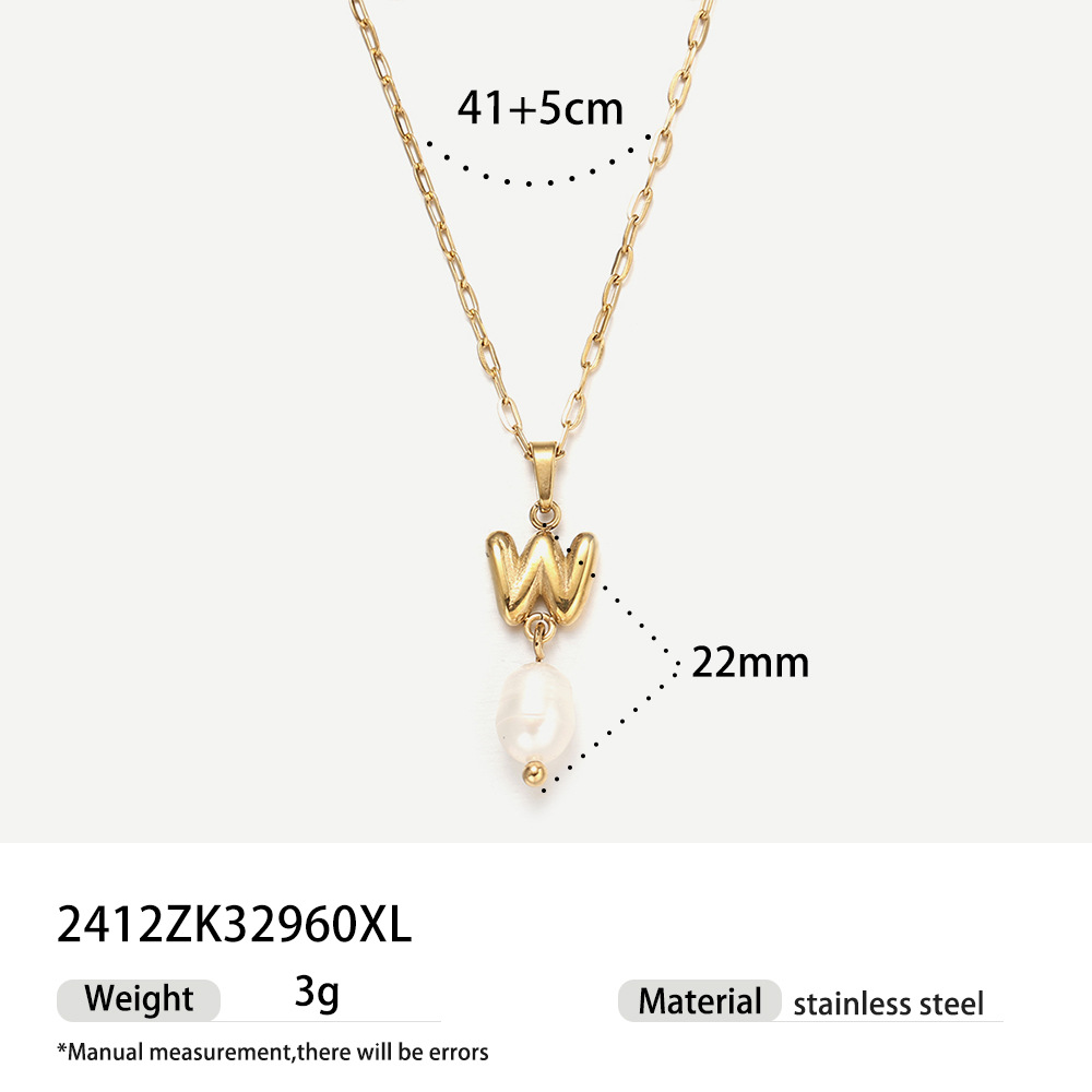 TENA collar de acero inoxidable de perlas verdaderas simplista de alto nivel nicho de diseño de acero de titanio collar de collar para mujeres image 36