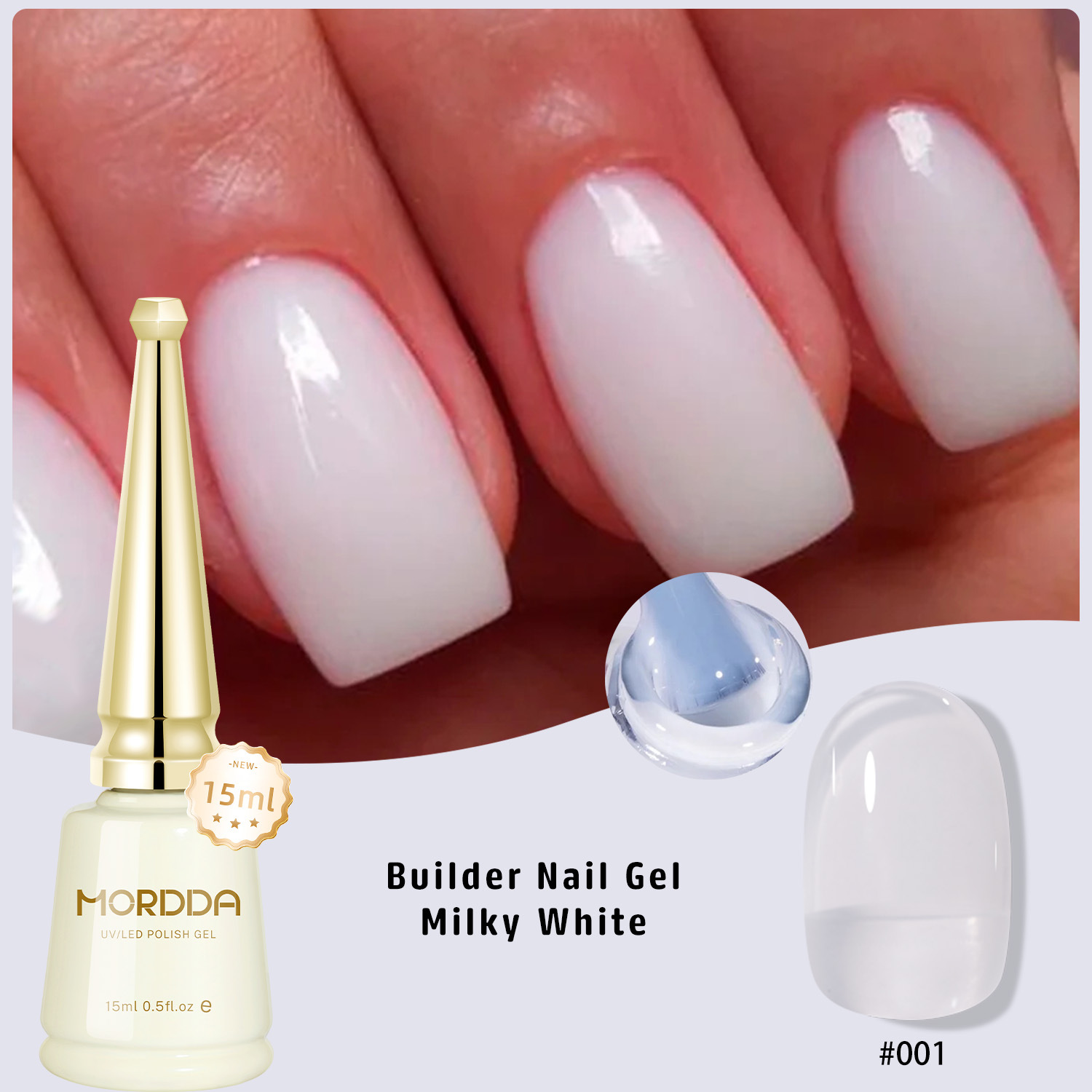 Esmalte de Uñas Gel Blanco Lechoso Degradado Secado para Salón de Uñas