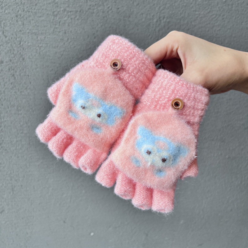 5# Orange Little Fox Half Finger Gloves