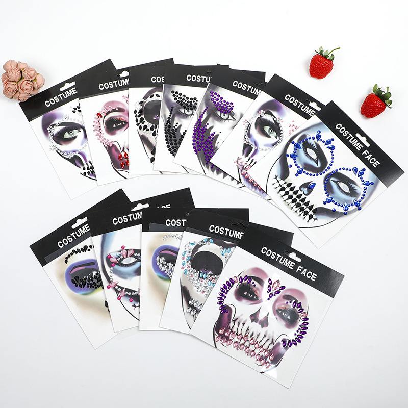 Factory wholesale Halloween grimace sticker acrylic children intelligence DIY tattoo masquerade scar diamond sticker