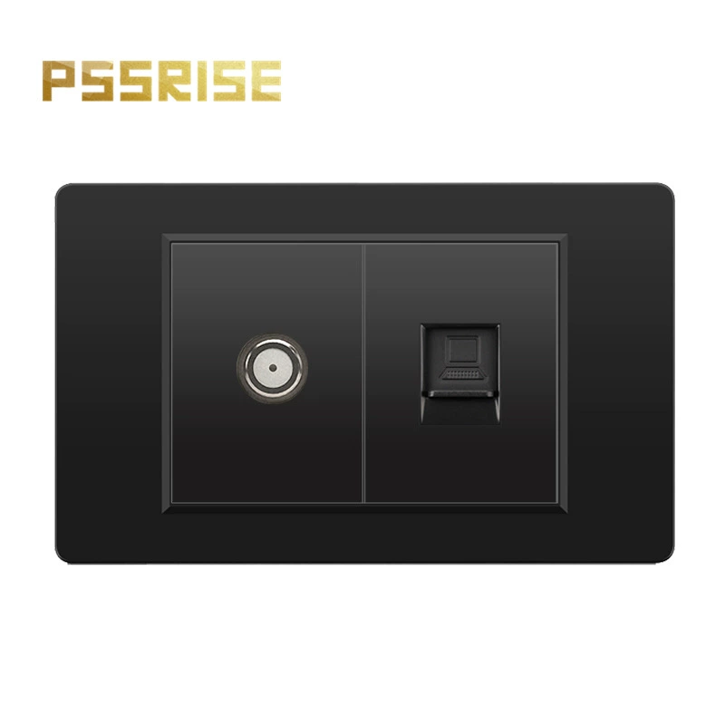 Черная настенная панельная розетка с 118 тип switch, тайваньская розетка с 20W type-C, шесть отверстий