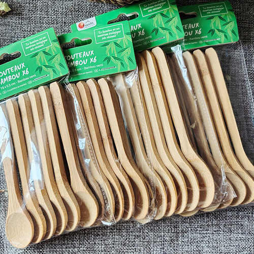 Wholesale Japanese long-handled spoon ice cream honey wood spoon creative coffee spoon stirrer bamboo spoon LOGO