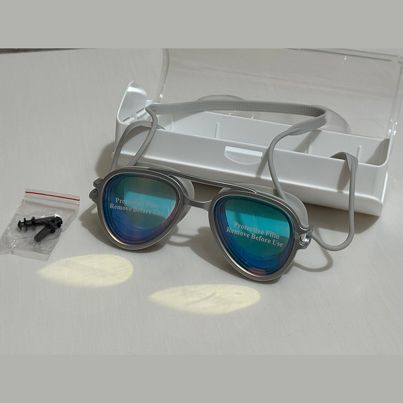 Gafas de Natación Profesionales de Marco Grande de Policarbonato Impermeables y Antiempañantes