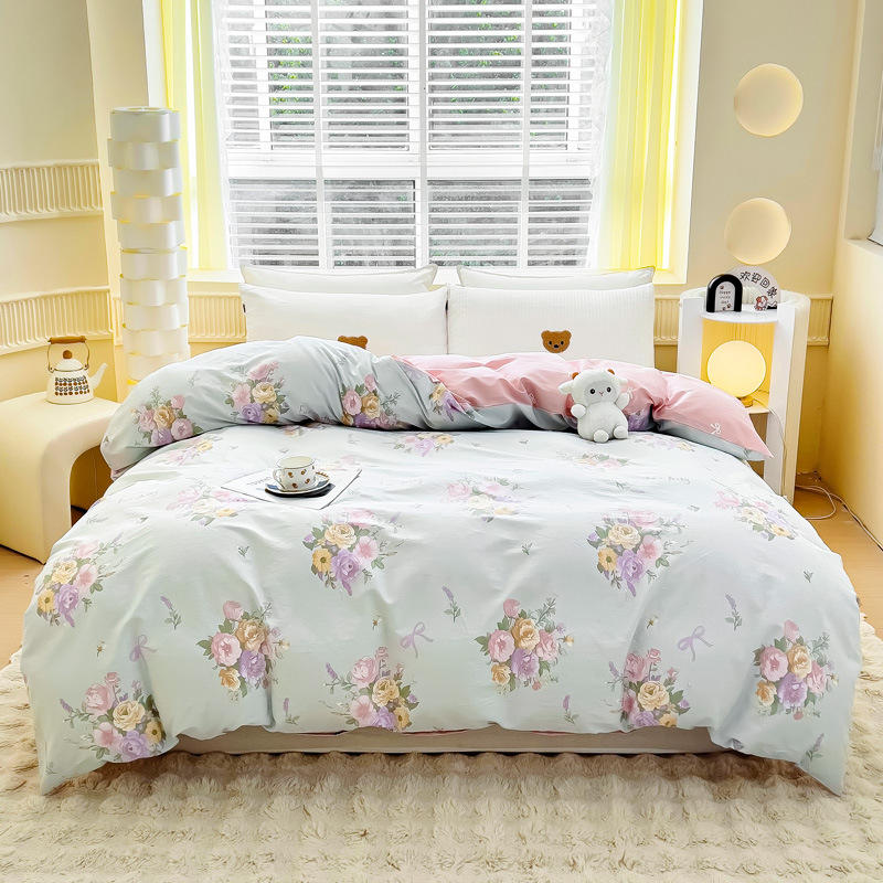 Cotton Printed Single Quilt Cover, Skin-Friendly Pillowcase, Quilt Cover, Student Dormitory 100% Cotton Single Quilt Cover