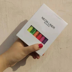 Beckisue Fluorescent Eyeliner Set of 8 Waterproof Sweatproof Quick-Dry Rainbow Eyeliner UV Neon Paint
