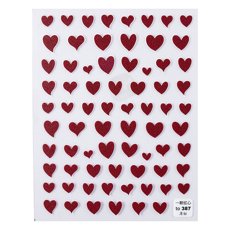 Estrella blanca 3D con adhesivo japonés 3D que no se desvanece Popular en línea celebridad amor uñas pegatinas vino rojo melocotón corazón