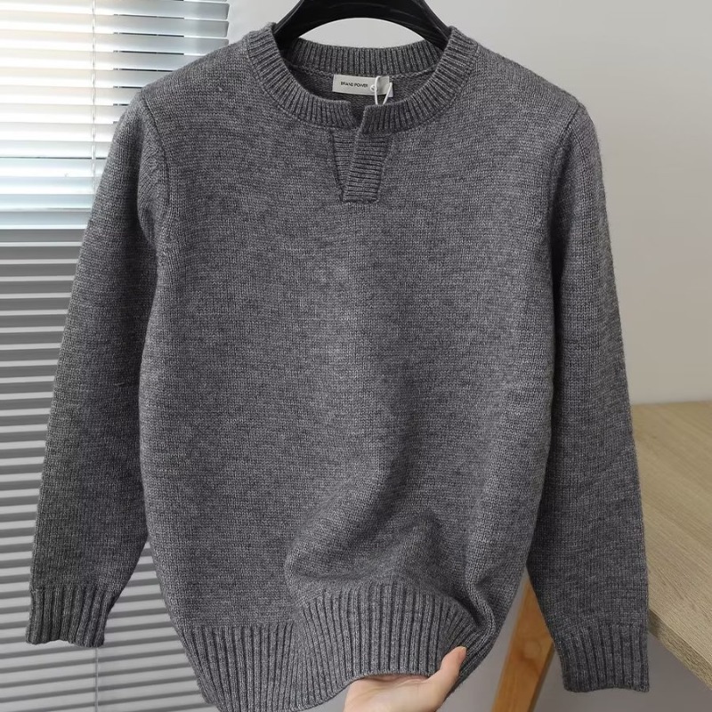 Light mature style round neck sweater men's new Korean style fashion youth versatile casual niche bottoming sweater_voghion.com