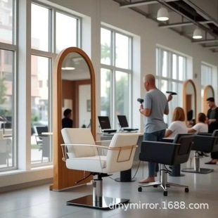 Hairdressing Barber Shop Hair Salon Beauty Salon Photo Studio Makeup Mirror Double-Sided Desktop Mirror with Light Led Light-Emitting Mirror Tempered Mirror