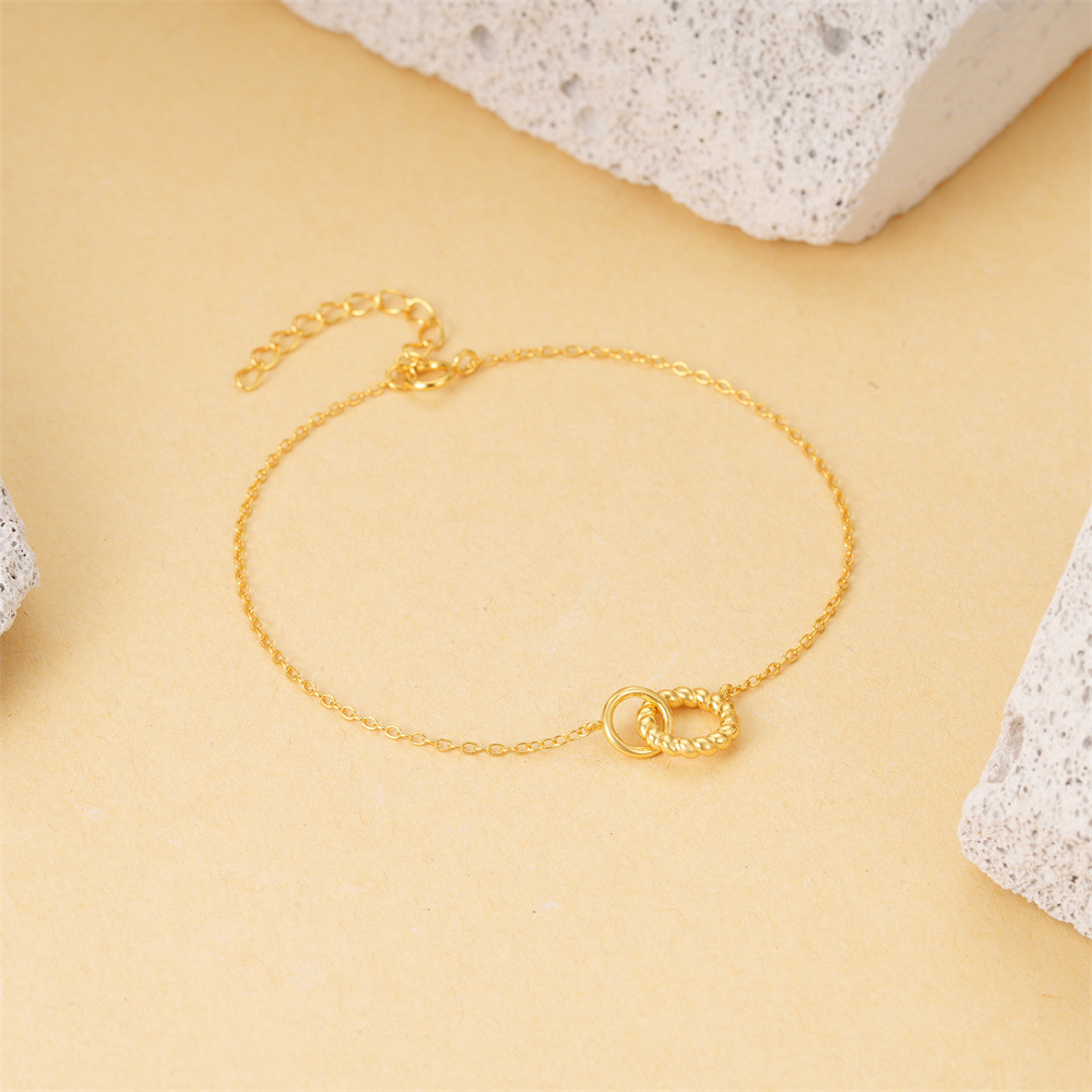 Geometric Pattern 925 Sterling Silver Bracelets Elegant Simple Style Streetwear
