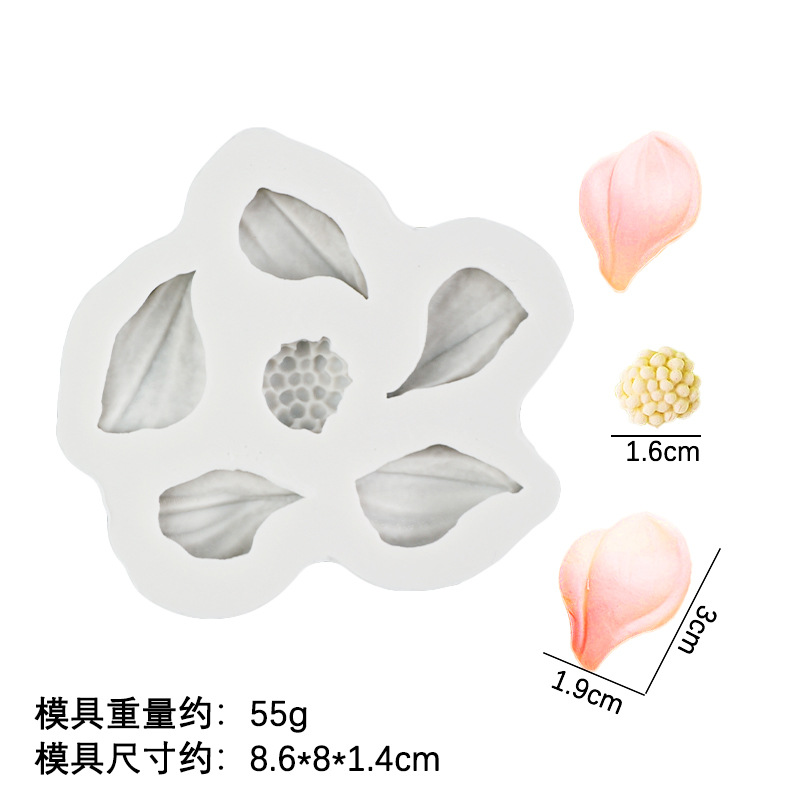 Raspador flor tulipán flor hoja molde de silicona pastel de bricolaje decoración chocolate horneado pétalos molde de hoja