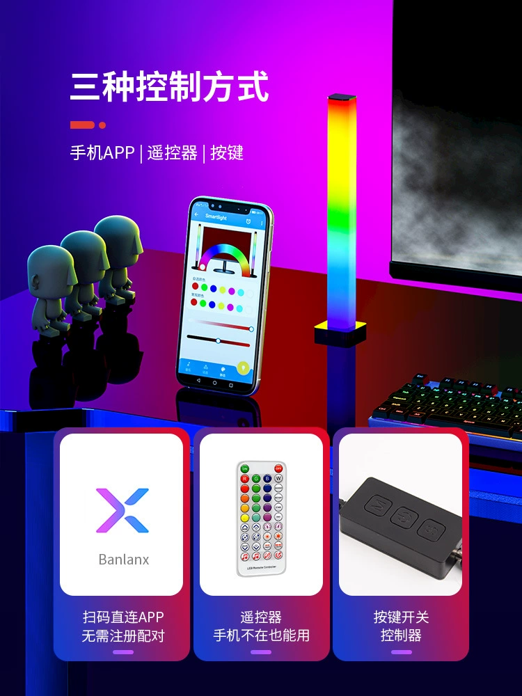 Оптовые RGB светодиодные огни настроения для киберспорта на столе, цветная атмосфера, музыка, ритм, голосовое управление