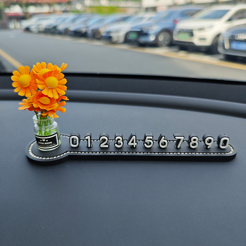 오렌지 데이지 다이아몬드 주차 표지판 [무료 번호 4세트]