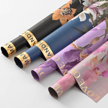 高档轻奢风烫金纸野兽风包装纸原创油画鲜花包花纸鸢尾花艺术纸