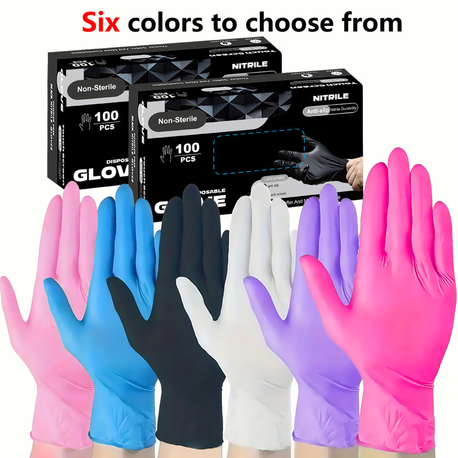 100 guantes de nitrilo desechables gruesos resistentes al desgaste a prueba de agua de grado alimenticio de 9 pulgadas guantes de lavado de platos de caucho image 1