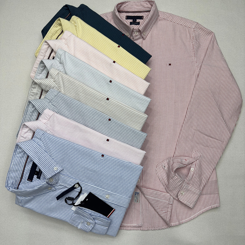 Spring and Autumn Men's Long-Sleeved Shirts Men's Oxford Cotton Casual Business No-Iron Shirts Striped Youth Formal Wear Spring and Autumn Men's Long-Sleeved Shirts Men's Oxford Cotton Casual Business No-Iron Shirts Striped Youth Formal Wear