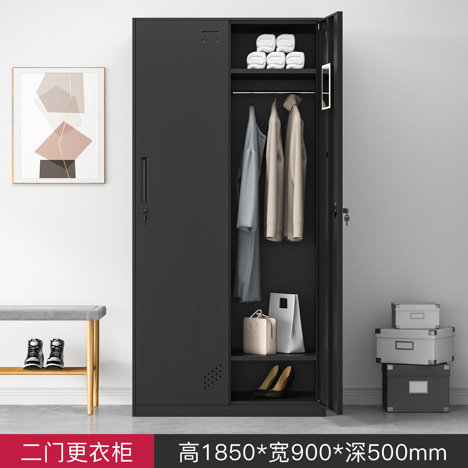 Armario de acero de borde estrecho color de dormitorio de personal armario de almacenamiento grueso baño gimnasio con cerradura cajón de armario